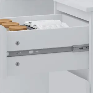 Warren 3 Drawer Dressing Table Study Desk - Modern No-Handle Design Hashtag Home Colour: White