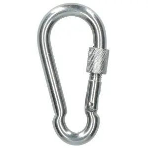 2 x Carabiner Carbine Hook with Screw Gate 8mm MARINE GRADE Stainless Steel