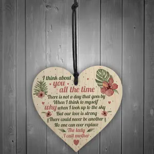 Red Ocean Mum Memorial Gifts Wooden Heart Grave Plaque Tribute Sign Mum Birthday Gifts For Her