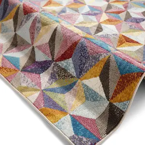 Multi Rug Abstract Geometric Funky Easy to Clean Rug for Living Room Bedroom and Dining Room-200cm X 290cm