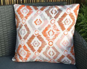 Pair of Outdoor Garden Sofa Chair Furniture Scatter Cushions - Orange Fleur