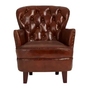 Victor Mocha Brown Button Back Armchair