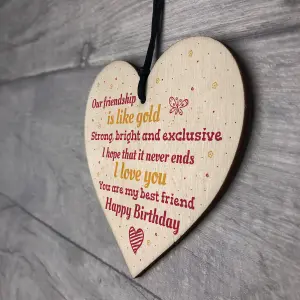 Red Ocean Gift For Her Handmade Happy Birthday Friendship Gift Wood Hanging Heart Chic Sign Thank You Keepsake