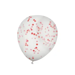 Unique Party 12 Inch Confetti Balloon (Pack Of 6) Ruby Red (One Size)