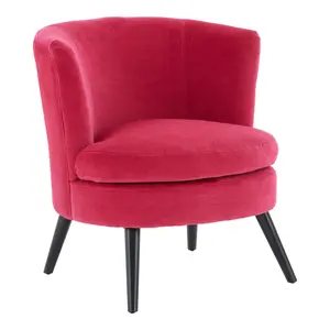 Interiors By Premier Elegant Round Plush Pink Cotton Velvet Armchair, Velvet Upholstered Comfortable Armchair For Livingroom