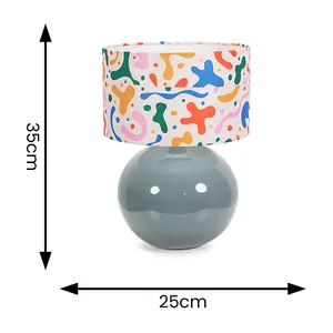 ValueLights Bosco Eucalyptus Ceramic Table Lamp with Abstract Shape Drum Shade - LED Bulb Included