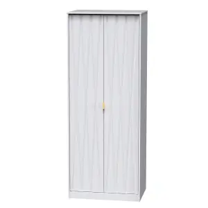 Diamond Ready assembled Modern Matt white Tall Double Wardrobe (H)1970mm (W)740mm (D)530mm