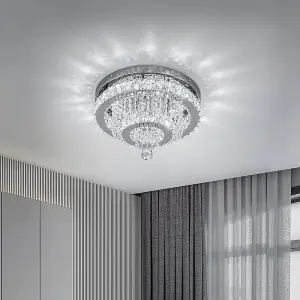 Elegant Crystal Round LED Ceiling Light Cool White Light 36W 40cm Dia