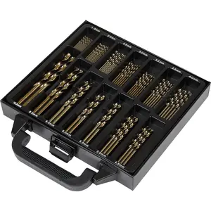 99 Piece HSS Cobalt Drill Bit Set with Split Point Self-Centering Tips for Precision Drilling