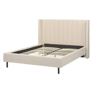 Boucle EU Double Size Bed Beige VILLETTE