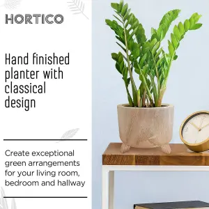 HORTICO™ Indoor Plant Pot on Feet, (Dia) 20cm GROWER Round Wooden Planter for House Plants with Waterproof Liner D20 H17 cm, 2.2L