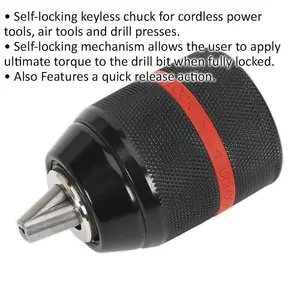 13mm Keyless Drill Chuck - Auto Locking - 1/2" x 20 UNF Thread - Quick Release