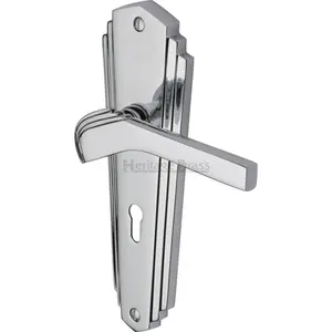 Heritage Door Handle Lever Lock Waldorf Design (Set of 2) Polished Chrome