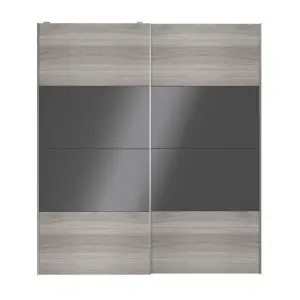 Atomia Panelled Grey & anthracite oak effect High gloss 2 door Sliding Wardrobe Door kit (H)2250mm (W)2000mm