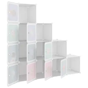 Cube Storage Cabinet for Kids with 10 Cubes White PP