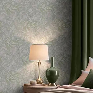 Vale Leaf Wallpaper Green / Pink Muriva 221503