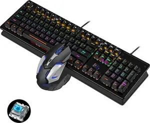 Mechanical Gaming Keyboard And Mouse Combo With LED Backhanukkah Lighting