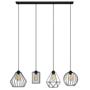 Luminosa Lapis Straight Bar Pendant Ceiling Light Black 11.4cm