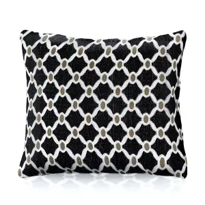 Berkley Luxury Geometric Chenille Cushion Black 55cm x 55cm