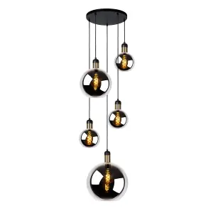 Lucide Julius Vintage Cluster Pendant Light - 5xE27 - Smoke Grey