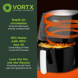 Tower Vortx Vizion Digital Air Fryer with Rapid Air Circulation, 7L, 1800W