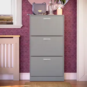 Vida Designs 3 Drawer Shoe Storage Cabinet Grey