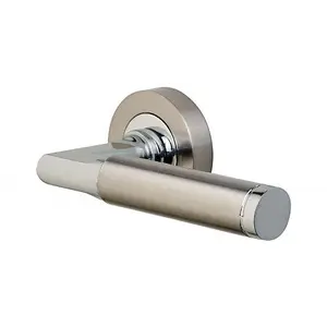 Vision CHROME SATIN NICKEL Auriga Designer Lever Handles on 52mm Round Rose