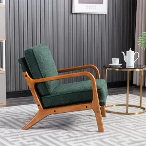 Accent Chair Mid-Century Modern Chair Armchair with Solid Wood Frame for Living Room, Bedroom, Belcony (1, Emerald)