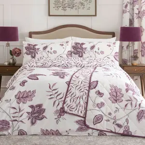 Polyester Floral Duvet Cover Set with Pillowcases Plum / Single Duvet Cover + 1 Standard Pillowcase