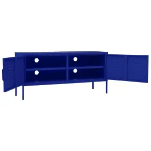 Berkfield TV Cabinet Navy Blue 105x35x50 cm Steel