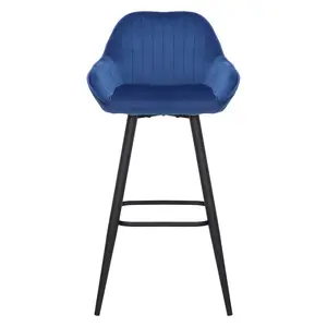 Hennen 76cm Bar Stool Black/Gold / Blue