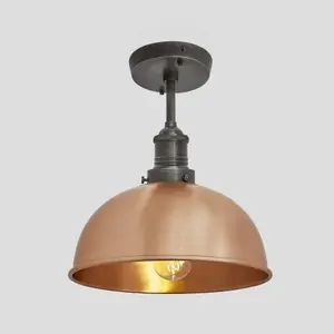 Industville Brooklyn Dome Flush Mount, 8 Inch, Copper, Pewter Holder