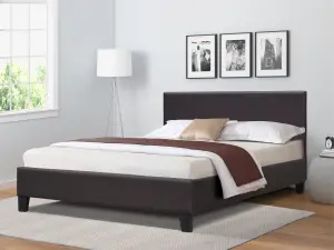 4ft Modern Faux Leather Bedframe In Brown