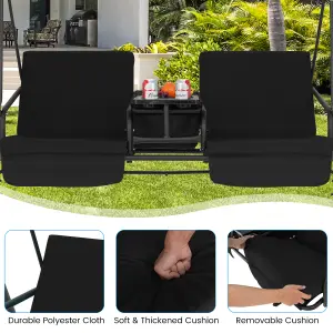 Costway 2 Person Porch Swing W/ Canopy Outdoor Canopy Swing Chair Loveseat