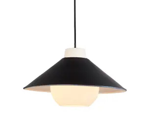 Luminosa Merano Pendant Ceiling Light Matt Black & Matt White Glass