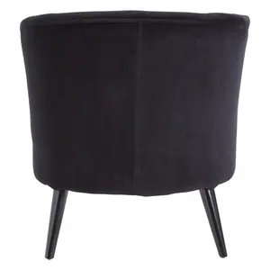 Interiors By Premier Elegant Round Plush Black Cotton Velvet Armchair, Velvet Upholstered Comfortable Armchair For Livingroom