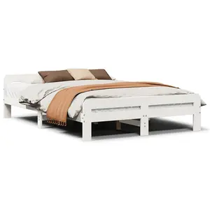 Berkfield Bed Frame without Mattress White 150x200 cm King Size Solid Wood Pine