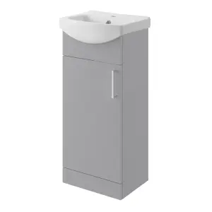 Veleka Gloss Grey Freestanding Cloakroom vanity unit & basin set (W)400mm (H)880mm