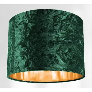 Modern Green Crushed Velvet 10 Table/Pendant Lampshade with Shiny Copper Inner