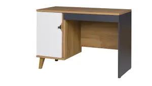 Memone Chic Computer Desk - Rustic Oak with White Matt & Graphite - W1100mm x H750mm x D500mm