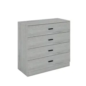 URBNLIVING Height 73cm 4 Drawer Wooden Bedroom Chest Cabinet Modern Ash Grey Carcass and Ash Grey Drawers Wide Storage Cupboard Cl