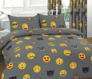 Duvet Cover Set Ikon Emoji Reversible Kids Printed Quilt Cover Bedding Set