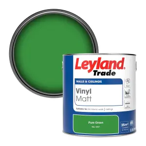 Leyland Trade Vinyl Matt Walls & Ceilings Emulsion Paint Pure Green (RAL 6037) 2.5L