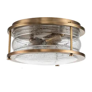 Luminosa Kichler Ashland Bay Bathroom Ceiling Light Natural Brass, IP44