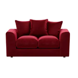 Brooklyn Plush Velvet Fibre Fabric Sofa Set 3 and 2 Seater sofa Red