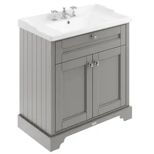 Old London 820mm Single Bathroom Vanity with Integrated Ceramic Basin White