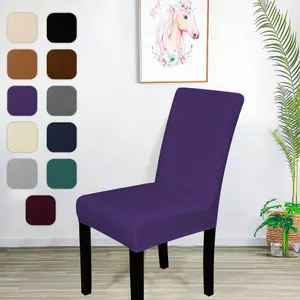 220GSM Universal Dining Velvet Chair Cover, Dark Purple - Pack of 1