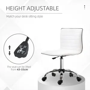 HOMCOM Armless Mid-Back Adjustable Office Chair with 360 Swivel White