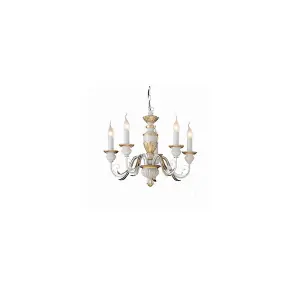 Luminosa Firenze  5 Light Chandelier Ivory, Gold Finish, E14