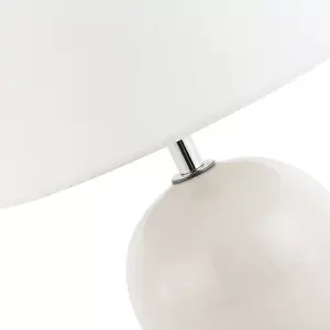 Traditional Classic Round Ceramic Table Lamp Base in Off-White Gloss Finish